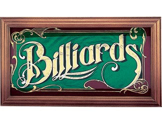Mirrored "Billiards" Sign